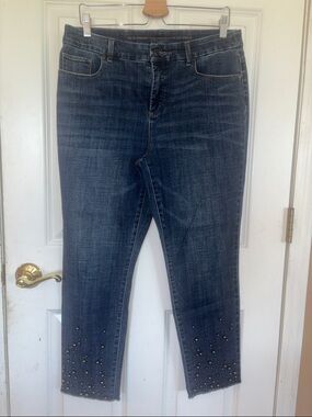 Chico's Dark Blue Studded Ankle Jeans